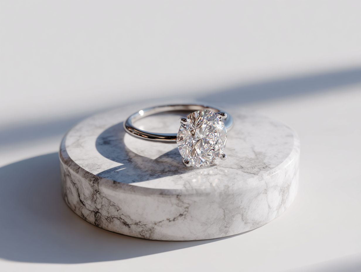 Пръстен от 14К бяло злато "Спаркъл"