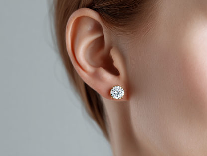 14K yellow gold diamond earrings "Soley"