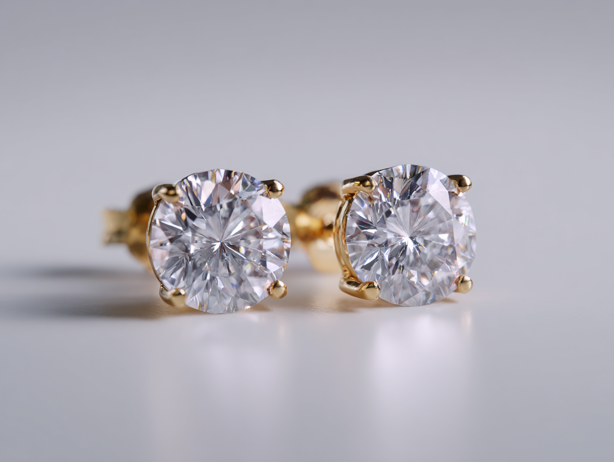 14K yellow gold diamond earrings "Soley"