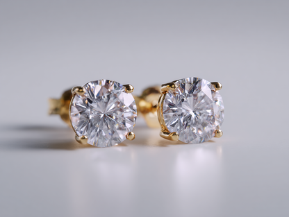 14K yellow gold diamond earrings "Soley"