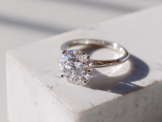 Пръстен от 14К бяло злато "Спаркъл"