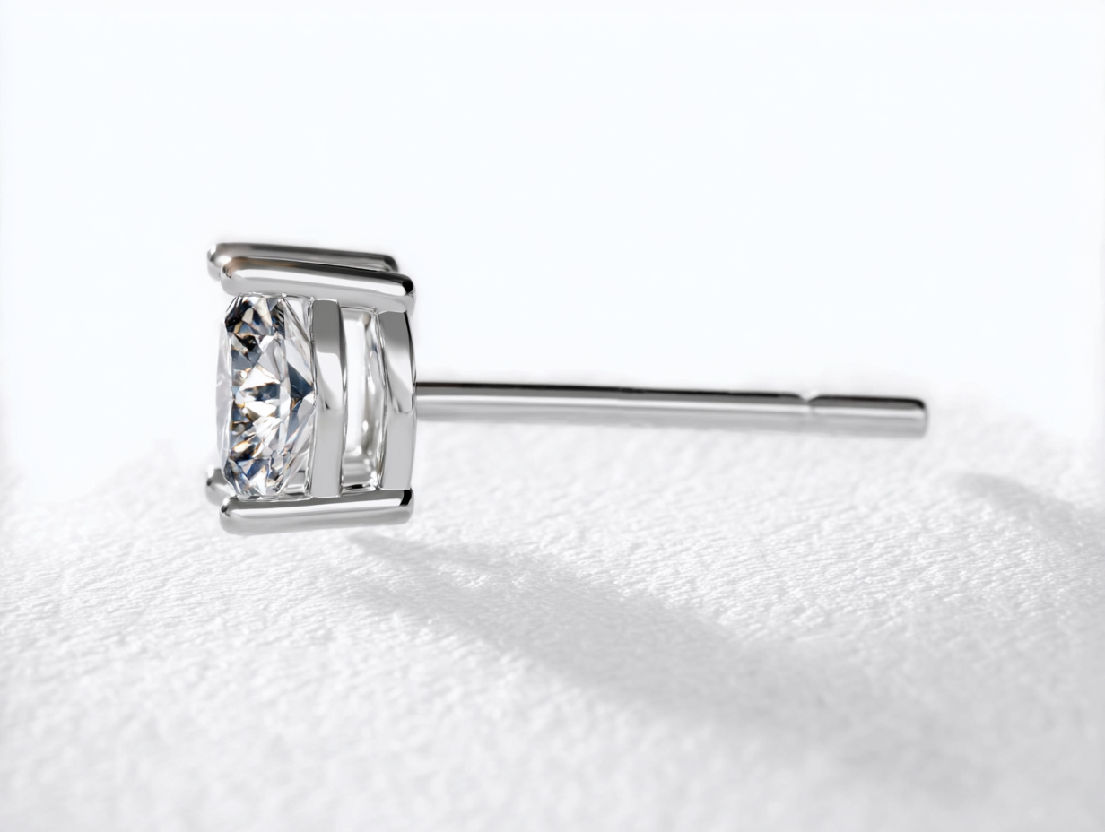 Men's earring with lab-grown diamond