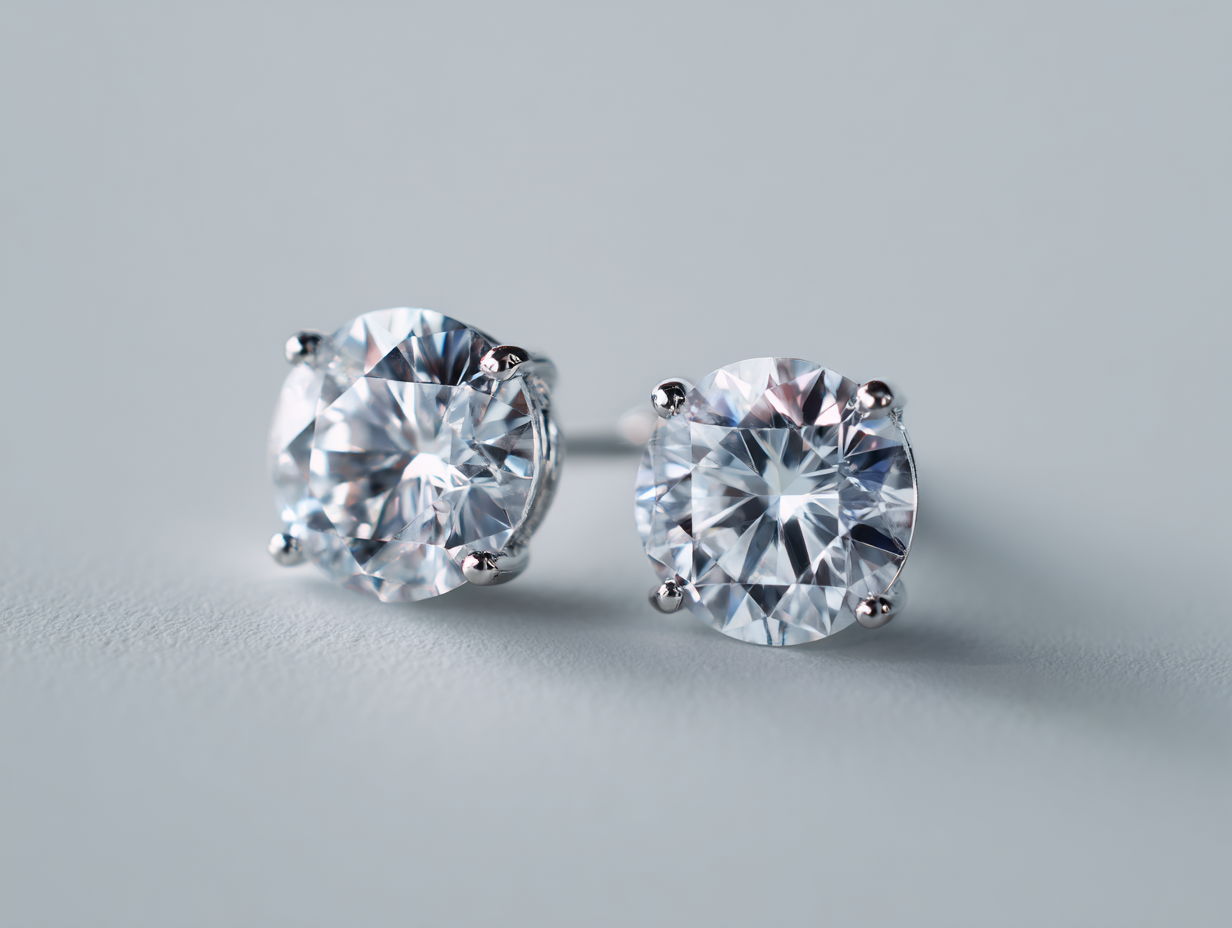 Diamond earrings made of silver "Aria"