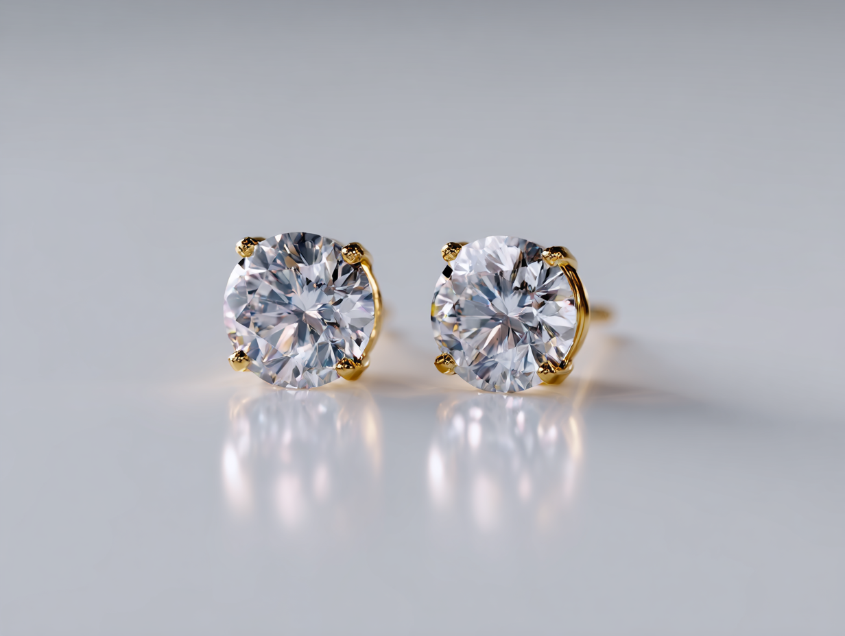 14K yellow gold diamond earrings "Soley"