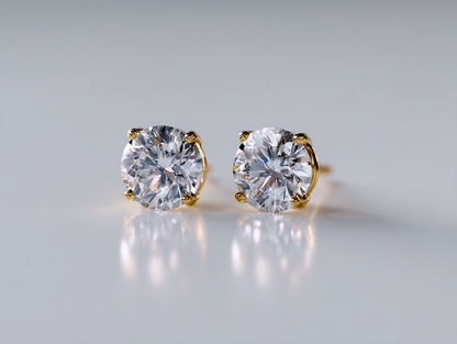 14K yellow gold diamond earrings "Soley"