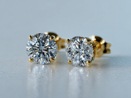 14K yellow gold diamond earrings "Soley"