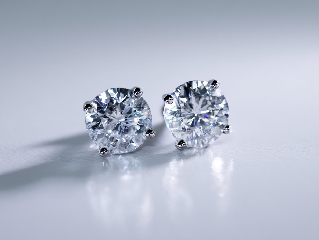 Diamond earrings in 14K white gold "Astrea"