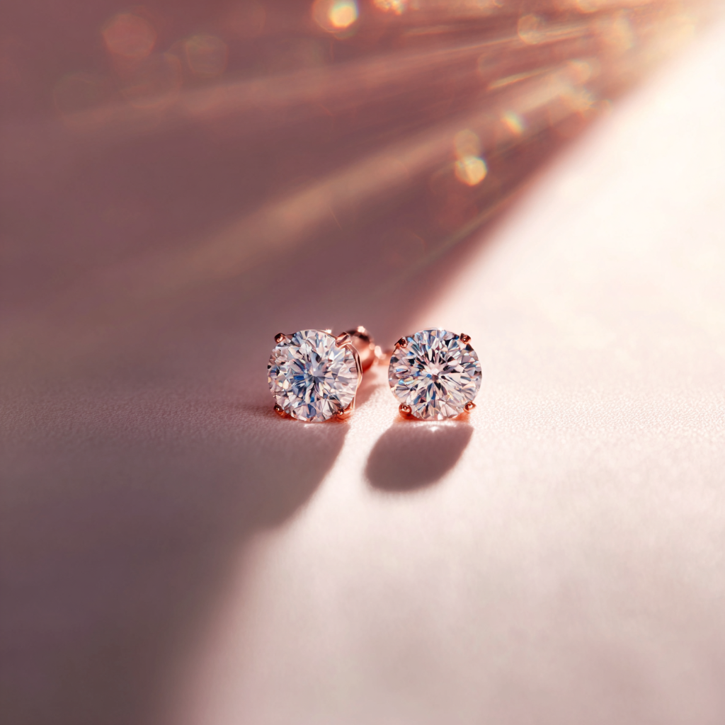 14K yellow gold diamond earrings "Soley"