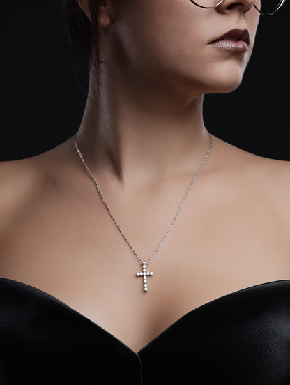 Diamond cross necklace "CRUX"