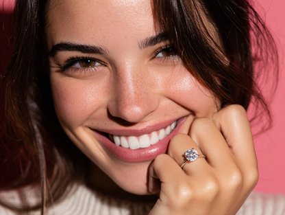 Пръстен от 14К бяло злато "Спаркъл"