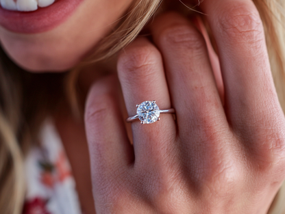 Пръстен от 14К бяло злато "Спаркъл"