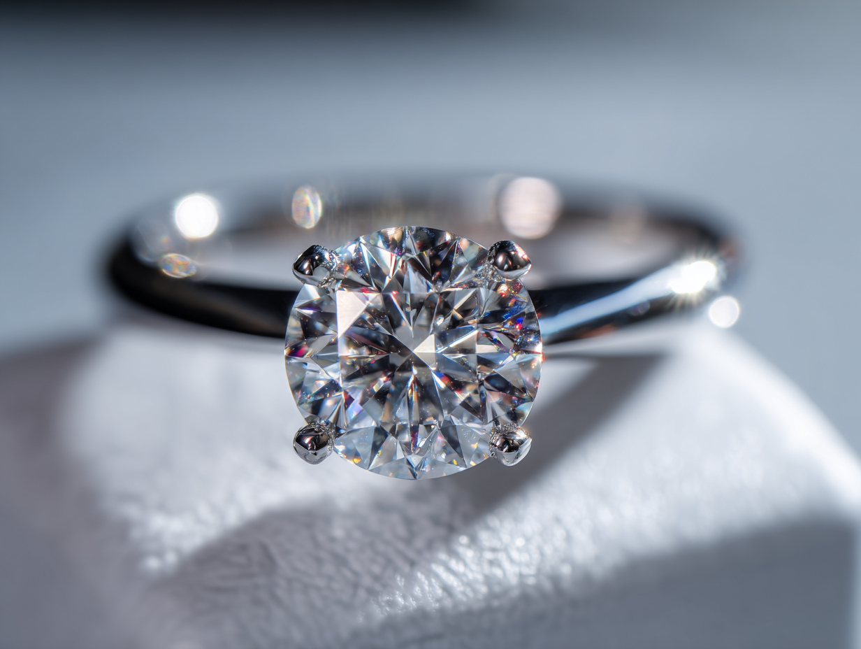 Engagement ring "Cupid" with exclusive diamond "Hearts and arrows"