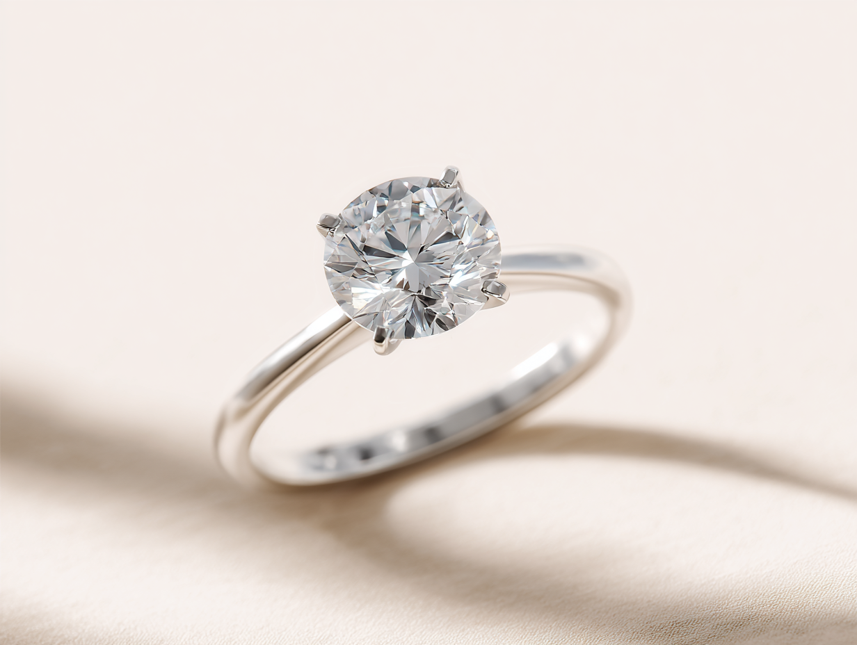 Пръстен от 14К бяло злато "Спаркъл"