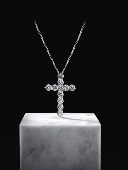 Diamond cross necklace "CRUX"