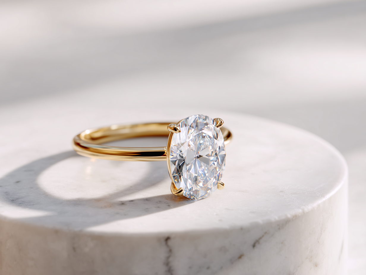 Пръстен „Кристалия“ с овален диамант