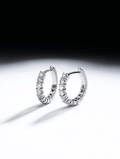 Diamond hoop earrings "Halo Eclipse"