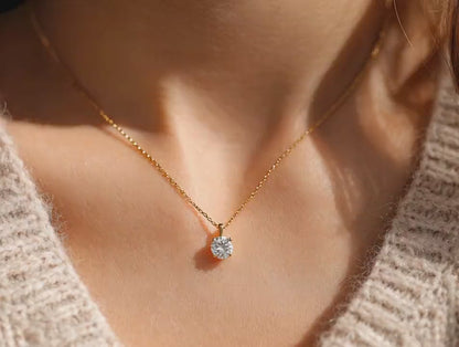 Yellow gold diamond necklace "Blanc"
