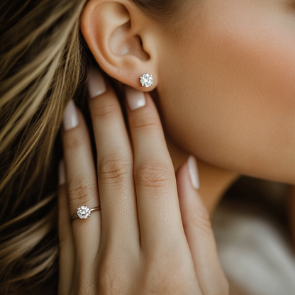 14K yellow gold diamond earrings "Soley"