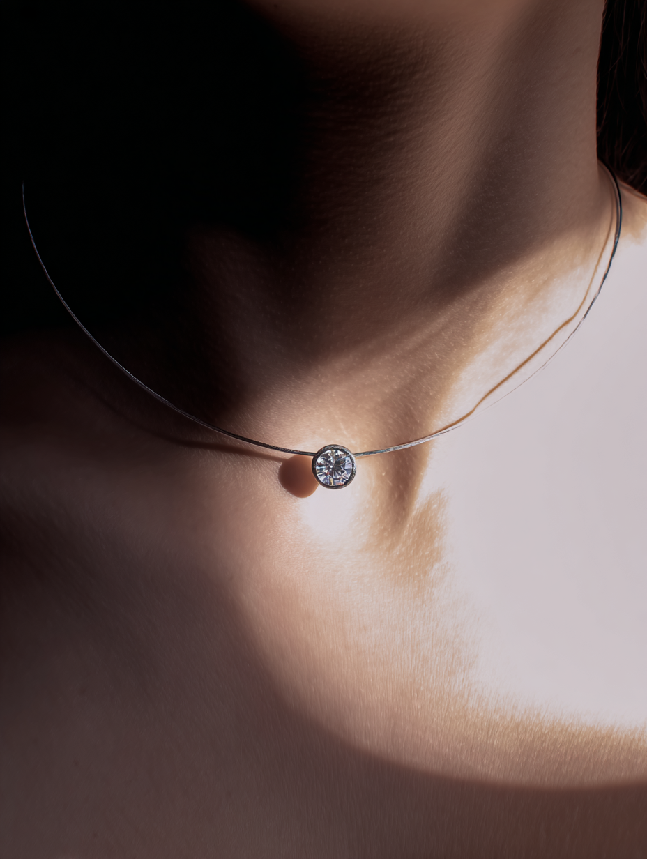 Diamond necklace on a cord